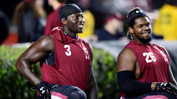 COLUMBIA, SOUTH CAROLINA - NOVEMBER 09: Javon Kinlaw #3 of the South Carolina Gamecocks before their game against the Appalachian State Mountaineers at Williams-Brice Stadium on November 09, 2019 in Columbia, South Carolina. (Photo by Jacob Kupferman/Getty Images)