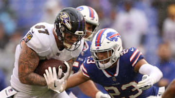 BALTIMORE, MD - SEPTEMBER 9: Maxx Williams #87 of the Baltimore Ravens catches a pass in the fourth quarter against the Buffalo Bills at M&T Bank Stadium on September 9, 2018 in Baltimore, Maryland. (Photo by Patrick Smith/Getty Images)