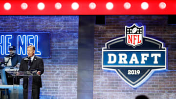 NASHVILLE, TENNESSEE - APRIL 25: NFL Commissioner Roger Goodell speaks at the podium on day 1 of the 2019 NFL Draft on April 25, 2019 in Nashville, Tennessee. (Photo by Frederick Breedon/Getty Images)