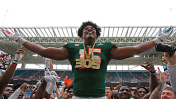 Miami Hurricanes DL Gregory Rousseau #15 (Sam Navarro-USA TODAY Sports)