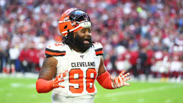 Dec 15, 2019; Glendale, AZ, USA; Cleveland Browns defensive tackle Sheldon Richardson (98) against the Arizona Cardinals at State Farm Stadium. Mandatory Credit: Mark J. Rebilas-USA TODAY Sports