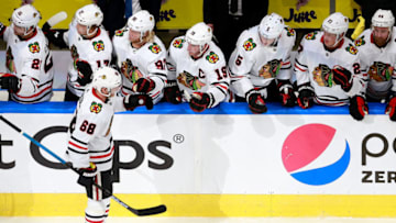 Slater Koekkoek #68, Chicago Blackhawks (Photo by Jeff Vinnick/Getty Images)