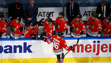 Matthew Highmore #36, Chicago Blackhawks (Photo by Jeff Vinnick/Getty Images)