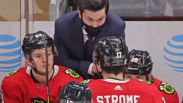 Jeremy Colliton, Dylan Strome #17, Chicago Blackhawks (Photo by Jonathan Daniel/Getty Images)