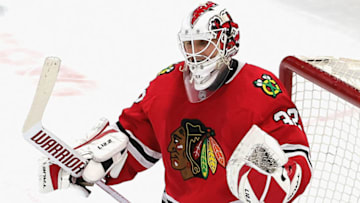 Kevin Lankinen #32, Chicago Blackhawks (Photo by Jonathan Daniel/Getty Images)