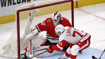 Kevin Lankinen #32, Chicago Blackhawks (Photo by Jonathan Daniel/Getty Images)