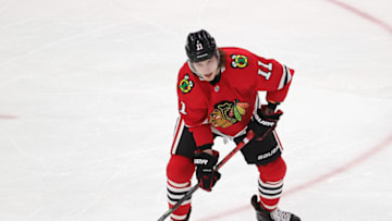 Adam Gaudette #11, Chicago Blackhawks (Photo by Jonathan Daniel/Getty Images)