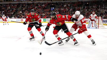 Jujhar Khaira #16, Chicago Blackhawks (Photo by Stacy Revere/Getty Images)