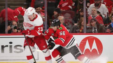 Erik Gustafsson #56, Chicago Blackhawks (Photo by Jonathan Daniel/Getty Images)