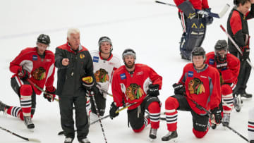 CHICAGO, IL - JULY 17: Chicago Blackhawks prospects participates during the Chicago Blachawks Development Camp on July 17, 2017 at Johnny's IceHouse in Chicago, Illinois. (Photo by Robin Alam/Icon Sportswire via Getty Images)