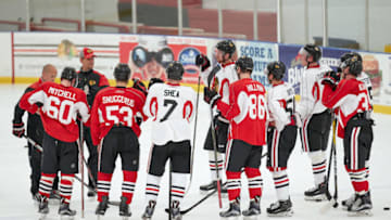 CHICAGO, IL - JULY 17: Chicago Blackhawks prospects participates during the Chicago Blachawks Development Camp on July 17, 2017 at Johnny's IceHouse in Chicago, Illinois. (Photo by Robin Alam/Icon Sportswire via Getty Images)