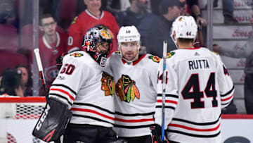 MONTREAL, QC - OCTOBER 10: Goaltender Corey Crawford