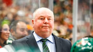 ST. PAUL, MN - NOVEMBER 04: Minnesota Wild head coach Bruce Boudreau looks on during the Central Division game between the Chicago Blackhawks and the Minnesota Wild on November 4, 2017 at Xcel Energy Center in St. Paul, Minnesota. (Photo by David Berding/Icon Sportswire via Getty Images)