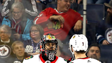 WINNIPEG, MB - DECEMBER 14: Goaltender Corey Crawford