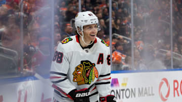 EDMONTON, AB - FEBRUARY 11: Patrick Kane #88 of the Chicago Blackhawks skates against the Edmonton Oilers at Rogers Place on February 11, 2020, in Edmonton, Canada. (Photo by Codie McLachlan/Getty Images)