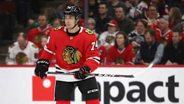 Nicolas Beaudin #74, Chicago Blackhawks (Photo by Jonathan Daniel/Getty Images)