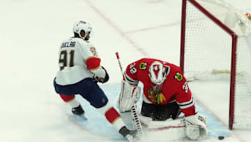 Kevin Lankinen #32, Chicago Blackhawks Mandatory Credit: David Banks-USA TODAY Sports