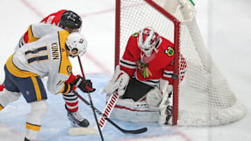 Kevin Lankinen #32, Chicago Blackhawks Mandatory Credit: Dennis Wierzbicki-USA TODAY Sports