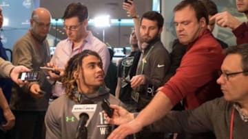 Feb 25, 2016; Indianapolis, IN, USA; Notre Dame wide receiver Will Fuller speaks to the media during the 2016 NFL Scouting Combine at Lucas Oil Stadium. Mandatory Credit: Trevor Ruszkowski-USA TODAY Sports