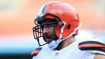 Aug 20, 2015; Cleveland, OH, USA; Cleveland Browns center Alex Mack prior to the game against the Buffalo Bills at FirstEnergy Stadium. Mandatory Credit: Andrew Weber-USA TODAY Sports