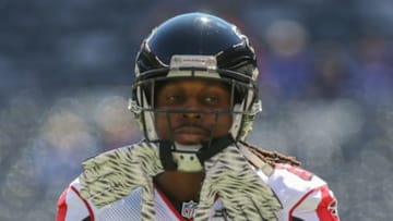 Sep 20, 2015; East Rutherford, NJ, USA; Atlanta Falcons wide receiver Roddy White (84) during the pre game warmup for their game against the New York Giants at MetLife Stadium. Mandatory Credit: Ed Mulholland-USA TODAY Sports