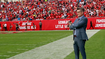 Dec 6, 2015; Tampa, FL, USA; Atlanta Falcons general manager Thomas Dimitroff during the second half at Raymond James Stadium. Tampa Bay Buccaneers defeated the Atlanta Falcons 23-19. Mandatory Credit: Kim Klement-USA TODAY Sports