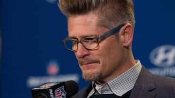 Feb 25, 2016; Indianapolis, IN, USA; Atlanta Falcons general manager Thomas Dimitroff speaks to the media during the 2016 NFL Scouting Combine at Lucas Oil Stadium. Mandatory Credit: Trevor Ruszkowski-USA TODAY Sports