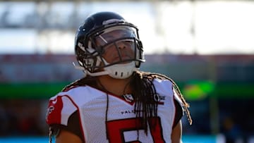 Dec 20, 2015; Jacksonville, FL, USA; Atlanta Falcons outside linebacker Philip Wheeler (51) looks on against the Jacksonville Jaguars during the second half at EverBank Field. Atlanta Falcons defeated the Jacksonville Jaguars 23-17. Mandatory Credit: Kim Klement-USA TODAY Sports