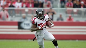 Nov 8, 2015; Santa Clara, CA, USA; Atlanta Falcons running back Devonta Freeman (24) carries the ball against the San Francisco 49ers during the first quarter at Levi