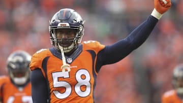 Jan 24, 2016; Denver, CO, USA; Denver Broncos outside linebacker Von Miller (58) during the second half in the AFC Championship football game at Sports Authority Field at Mile High. Mandatory Credit: Chris Humphreys-USA TODAY Sports