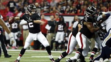 Oct 23, 2016; Atlanta, GA, USA; Atlanta Falcons quarterback Matt Ryan (2) attempts a pass in the first quarter of their game against the San Diego Chargers at Georgia Dome. Mandatory Credit: Jason Getz-USA TODAY Sports
