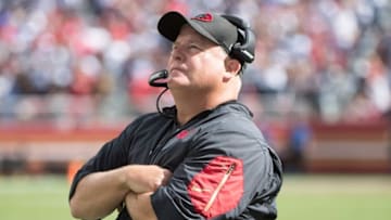 October 2, 2016; Santa Clara, CA, USA; San Francisco 49ers head coach Chip Kelly during the second quarter against the Dallas Cowboys at Levi