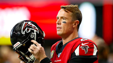 ATLANTA, GA - NOVEMBER 24: Matt Ryan #2 of the Atlanta Falcons warms up prior to an NFL game against the Tampa Bay Buccaneers at Mercedes-Benz Stadium on November 24, 2019 in Atlanta, Georgia. (Photo by Todd Kirkland/Getty Images)