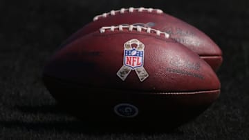 SEPTEMBER 08: A detailed view of footballs (Photo by Streeter Lecka/Getty Images)