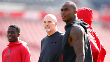 TAMPA, FLORIDA - DECEMBER 29: Head coach Dan Quinn of the Atlanta Falcons looks on prior to the game against the Tampa Bay Buccaneers at Raymond James Stadium on December 29, 2019 in Tampa, Florida. (Photo by Michael Reaves/Getty Images)