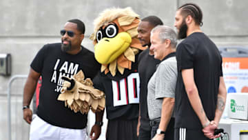ATLANTA, GEORGIA - SEPTEMBER 26: Quinn, Freddie Falcon, Anthony Mackie, and Kellon Akeem attend Fuel The Vote x #Wondalunch Event at The Home Depot Backyard at Mercedes Benz Stadium on September 26, 2020 in Atlanta, Georgia. (Photo by Paras Griffin/Getty Images)