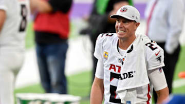 MINNEAPOLIS, MINNESOTA - OCTOBER 18: Matt Ryan #2 of the Atlanta Falcons looks on from the sideline in the fourth quarter against the Minnesota Vikings at U.S. Bank Stadium on October 18, 2020 in Minneapolis, Minnesota. (Photo by Hannah Foslien/Getty Images)
