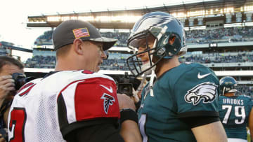 PHILADELPHIA, PA - NOVEMBER 13: Quarterbacks Matt Ryan