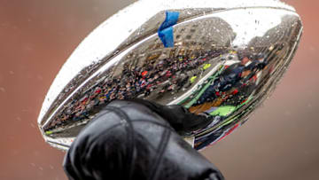 BOSTON, MA - FEBRUARY 07: The Vince Lombardi trophy is held during the New England Patriots Super Bowl victory parade on February 7, 2017 in Boston, Massachusetts. The Patriots defeated the Atlanta Falcons 34-28 in overtime in Super Bowl 51. (Photo by Billie Weiss/Getty Images)