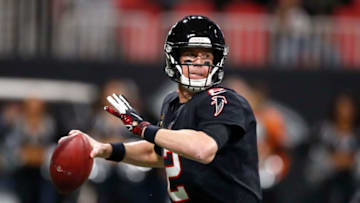 ATLANTA, GA - NOVEMBER 28: Matt Ryan #2 of the Atlanta Falcons passes during the second half of an NFL game against the New Orleans Saints at Mercedes-Benz Stadium on November 28, 2019 in Atlanta, Georgia. (Photo by Todd Kirkland/Getty Images)