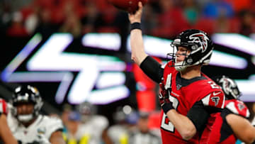 ATLANTA, GEORGIA - DECEMBER 22: Matt Ryan #2 of the Atlanta Falcons looks to pass against the Jacksonville Jaguars at Mercedes-Benz Stadium on December 22, 2019 in Atlanta, Georgia. (Photo by Kevin C. Cox/Getty Images)
