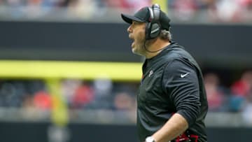 Oct 31, 2021; Atlanta, Georgia, USA; Atlanta Falcons head coach Arthur Smith on the field against the Carolina Panthers in the second quarter at Mercedes-Benz Stadium. Mandatory Credit: Brett Davis-USA TODAY Sports