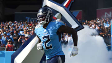 Oct 24, 2021; Nashville, Tennessee, USA; Tennessee Titans wide receiver Julio Jones (2) takes the field before the game against the Kansas City Chiefs at Nissan Stadium. Mandatory Credit: Christopher Hanewinckel-USA TODAY Sports