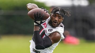 Jun 14, 2022; Flowery Branch, GA, USA; Atlanta Falcons wide receiver Frank Darby (88) catches a pass during Minicamp at the Falcons Training Complex. Mandatory Credit: Dale Zanine-USA TODAY Sports