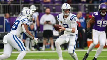 Dec 17, 2022; Minneapolis, Minnesota, USA; Indianapolis Colts quarterback Matt Ryan (2) looks to pass against the Minnesota Vikings during the first quarter at U.S. Bank Stadium. Mandatory Credit: Matt Krohn-USA TODAY Sports