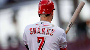 CINCINNATI, OH - APRIL 10: Eugenio Suarez #7 of the Cincinnati Reds (Photo by Michael Hickey/Getty Images)
