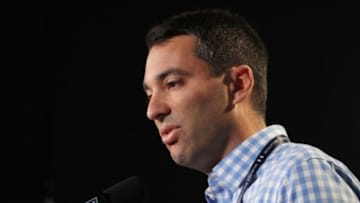 Feb 18, 2015; Indianapolis, IN, USA; San Diego Chargers general manager Tom Telesco speaks at a press conference during the 2015 NFL Combine at Lucas Oil Stadium. Mandatory Credit: Brian Spurlock-USA TODAY Sports