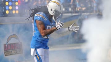 Nov 22, 2015; San Diego, CA, USA; San Diego Chargers cornerback Jason Verrett (22) runs onto the field before the game against the Kansas City Chiefs at Qualcomm Stadium. Kansas City won 33-3. Mandatory Credit: Orlando Ramirez-USA TODAY Sports