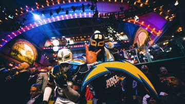 Apr 28, 2016; Chicago, IL, USA; Fans of the San Diego Chargers react after the Joey Bosa (Ohio State) is selected as the third overall pick in the 2016 NFL Draft at Auditorium Theatre. Mandatory Credit: Chuck Anderson-USA TODAY Sports