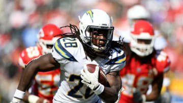 CARSON, CA - SEPTEMBER 09: Melvin Gordon #28 of the Los Angeles Chargers carries the ball against the Kansas City Chiefs at StubHub Center on September 9, 2018 in Carson, California. (Photo by Harry How/Getty Images)